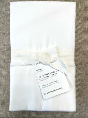 Pottery Barn King Size 1000-Thread-Count Sateen Pillowcases - Set Of 2